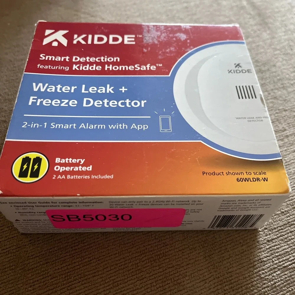 Kidde Smart Water Leak and Freeze Detector, Wi-Fi Compatible,‎ Battery Operated